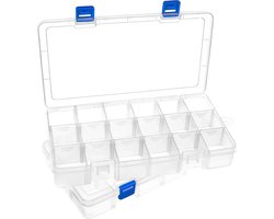SnelShoppen - 2x DARUITE 18 Grids Craft Storage Boxes - Plastic Bead Opslagdozen met Compartimenten voor Kralen, Oorbellen, Hengels en Kleine Accessoi