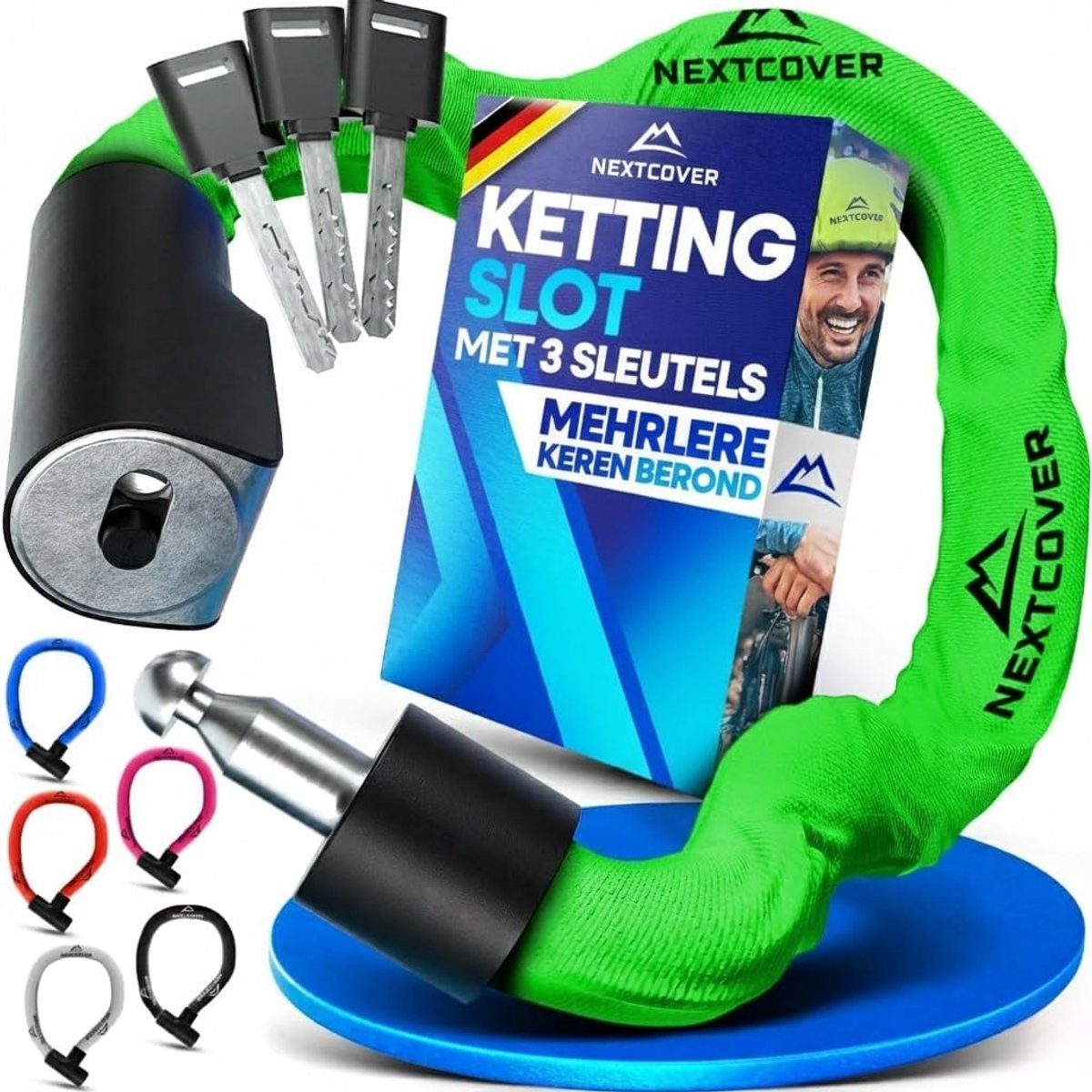 SnelShoppen - Chain Lock Fiets met Sleutel - Heavy Duty Anti-diefstal Slot van Geharde Staal & Weerbestendig - Geschikt voor E-Bike, Scooter & Motorfi
