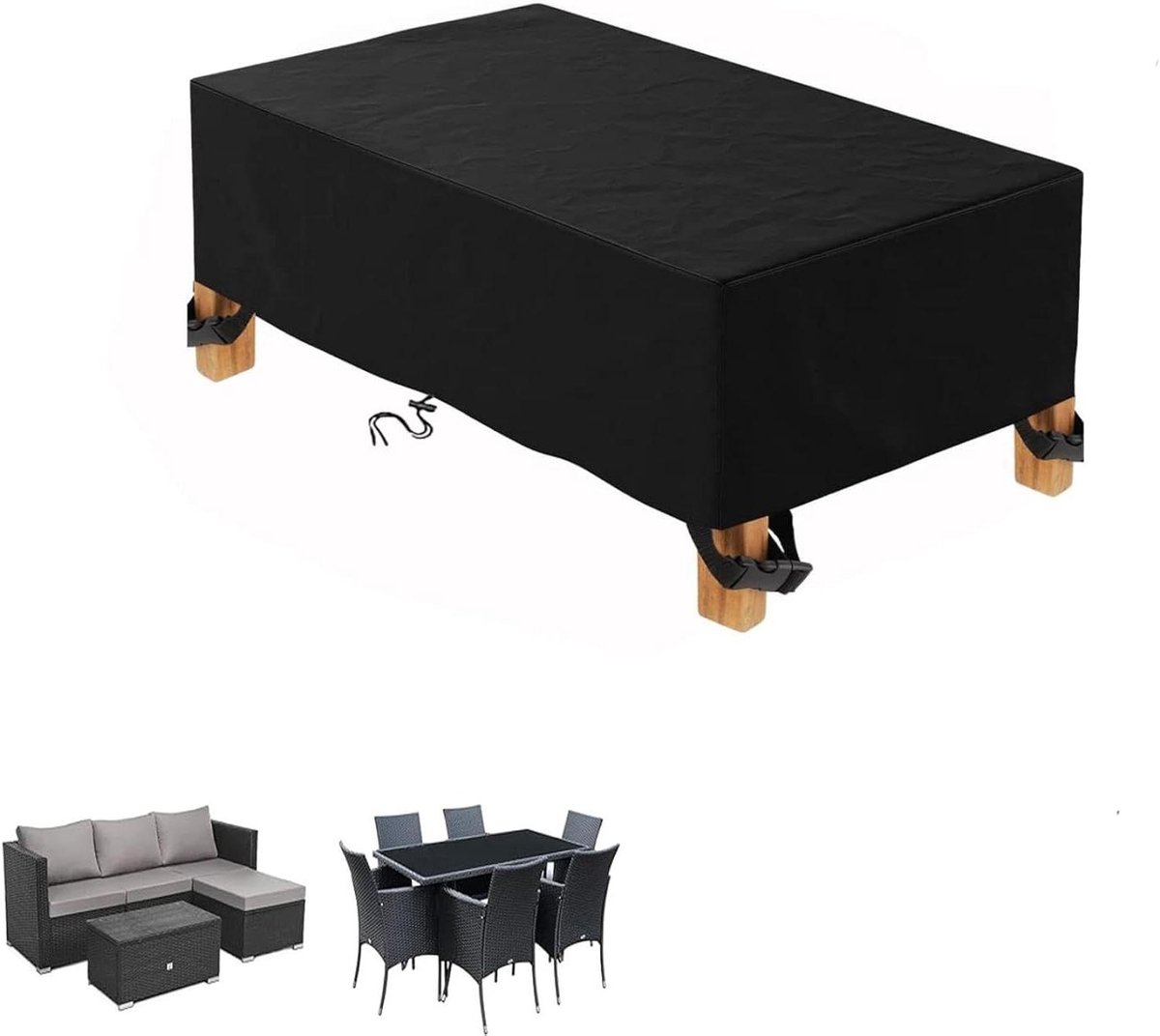 Tuinmeubelhoes - Tafelkleed Beschermhoes - Meubels Beschermen - Waterdicht Oxford Stof - 210x120x90cm - Zwart