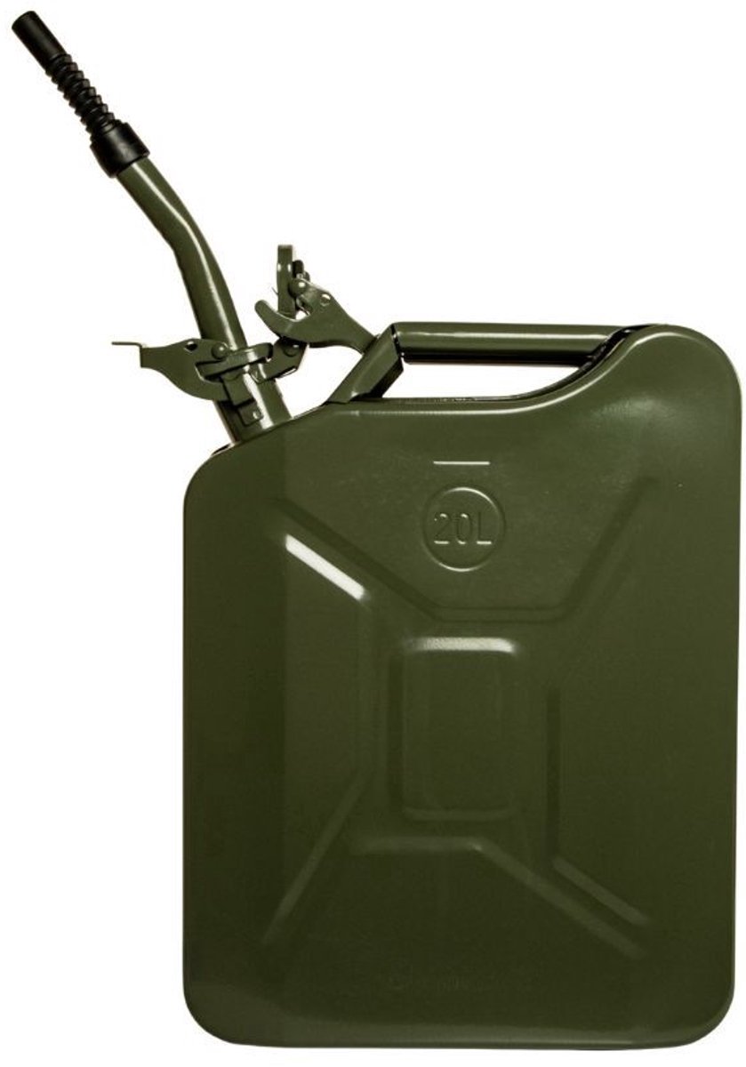 YYchan Jerrycan 20 L - Lekvrij - Roestbestendig - Stevig Metalen - Brandstoftank - Voor Auto - Outdoor - Noodvoorraad - Opslag - Met Oliespuitmond