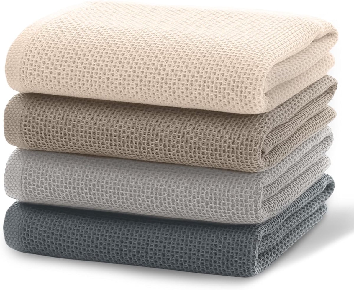 SnelShoppen - Keukendoeken 4 stuks, Zachte en Absorberende Katoenen Theedoeken, Machinewasbare Handdoeken, 65 x 45 cm, Meer kleuren voor Keuken en Fee
