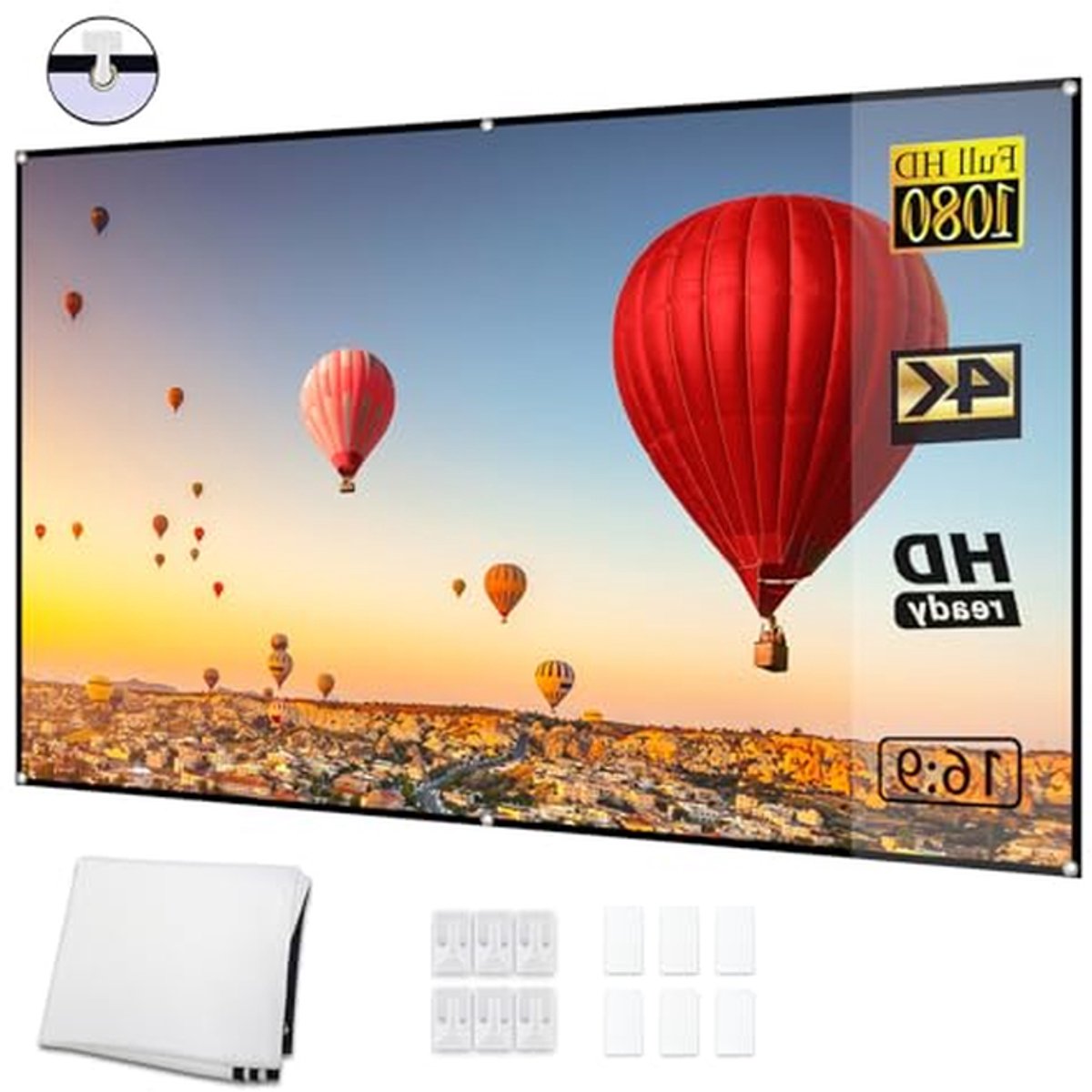Projectiescherm - HD Scherm - Film Avonden - Draagbaar Opvouwbaar - 72 inch - Wit Zwart