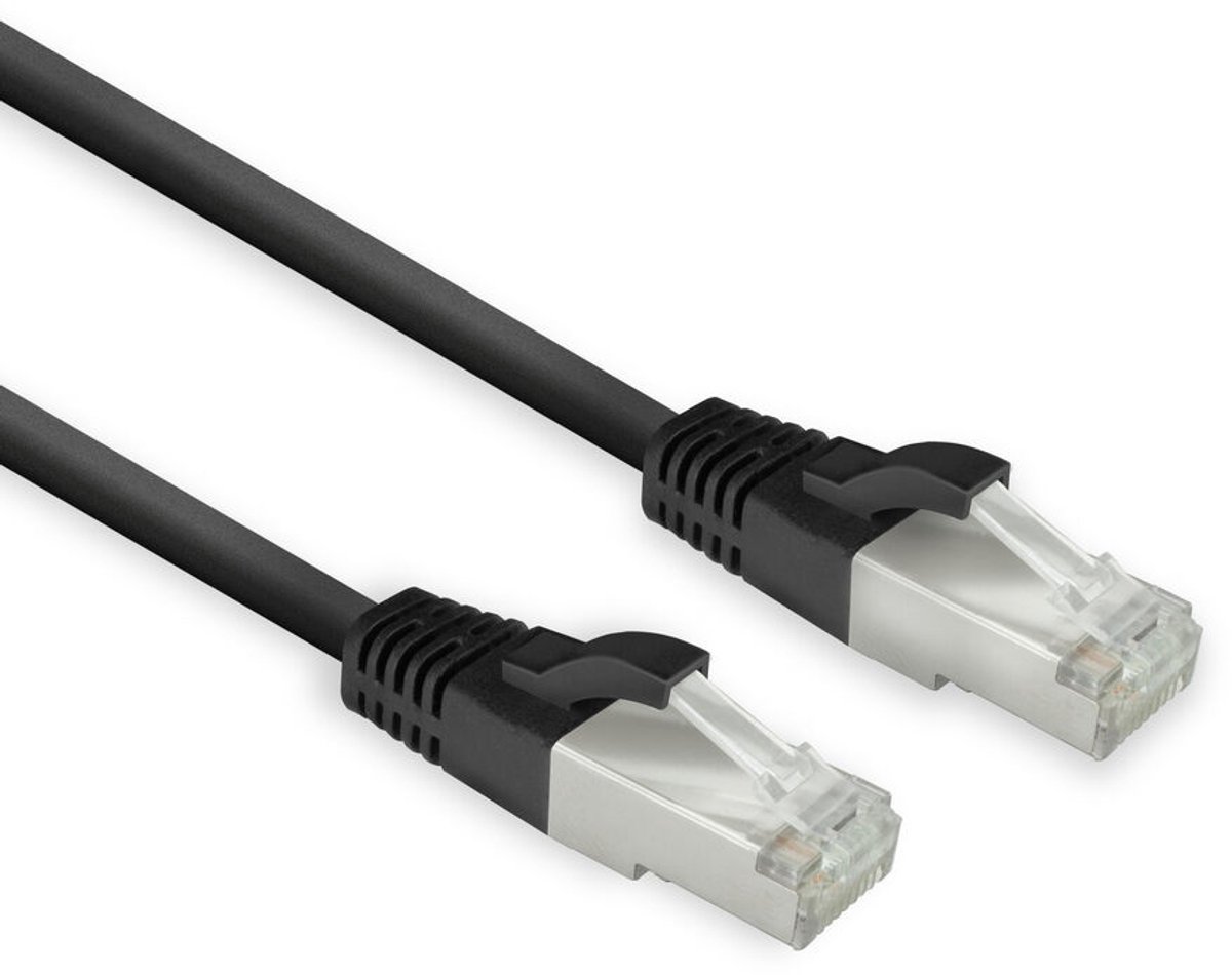 ACT Zwarte 0,5 meter LSZH U/FTP CAT8 datacenter slimline patchkabel snagless met RJ45-connectoren FB8100