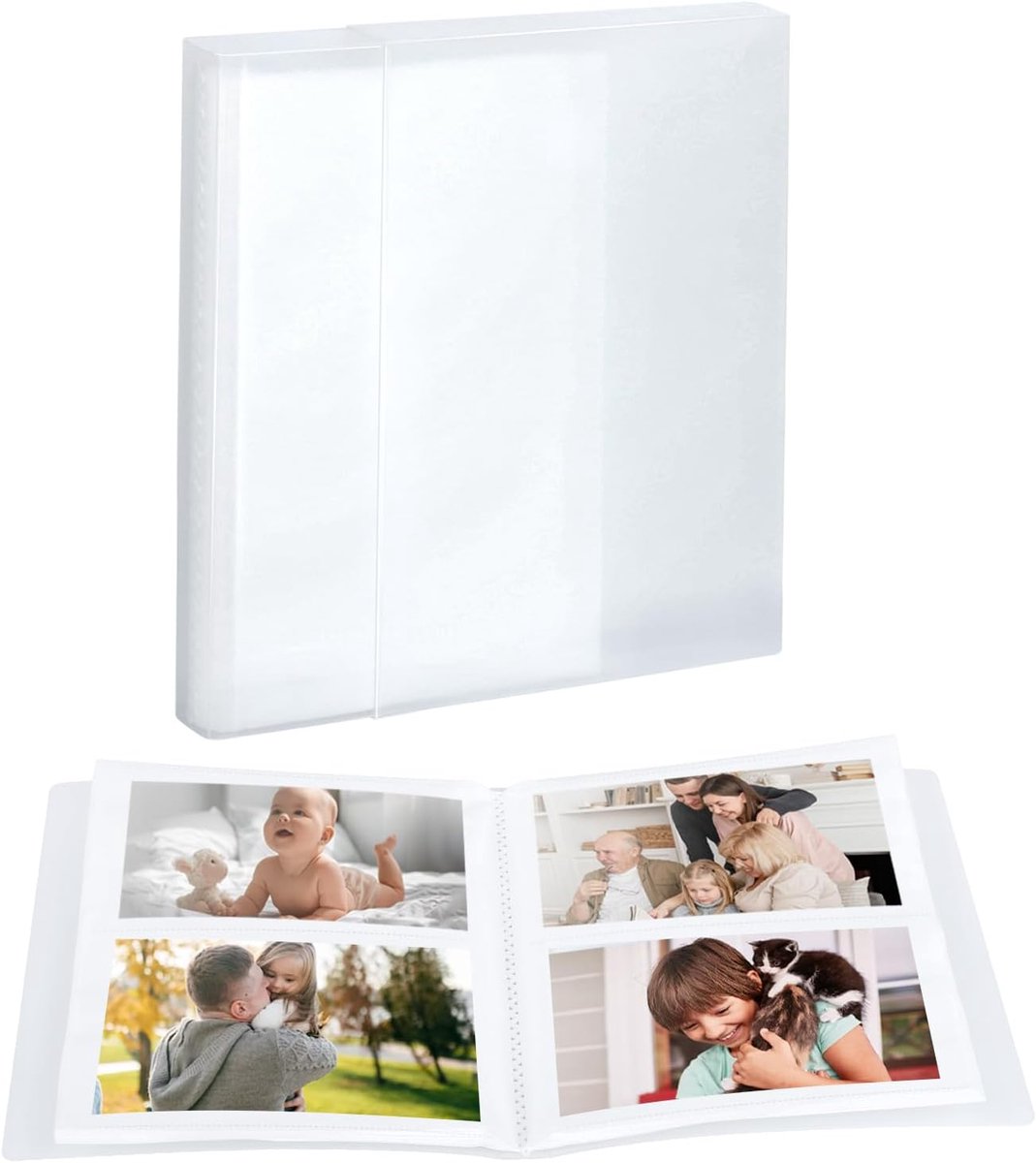 SnelShoppen - Insteekfotoalbum Klein Fotoboek voor 80 Foto's 10x15 cm, 40 Pagina's, Stofdichte Hoes, Wit, Perfect voor Trouwen, Baby, Verjaardagen en