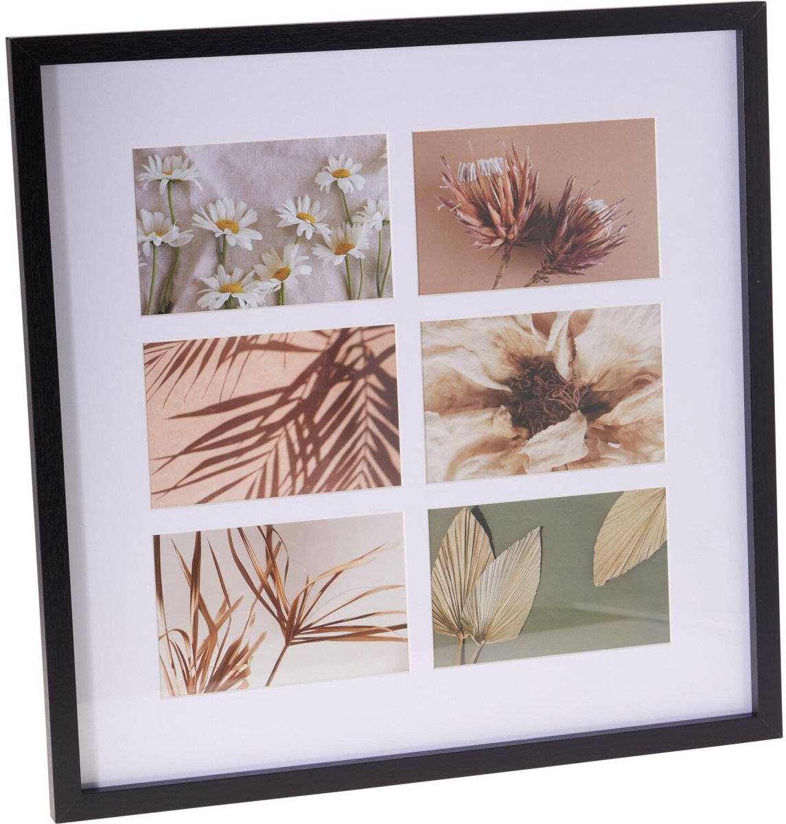 Home & Styling Collage fotolijst met passe-partout - voor 6x foto - hout - zwart - 42 x 42 cm - klassiek