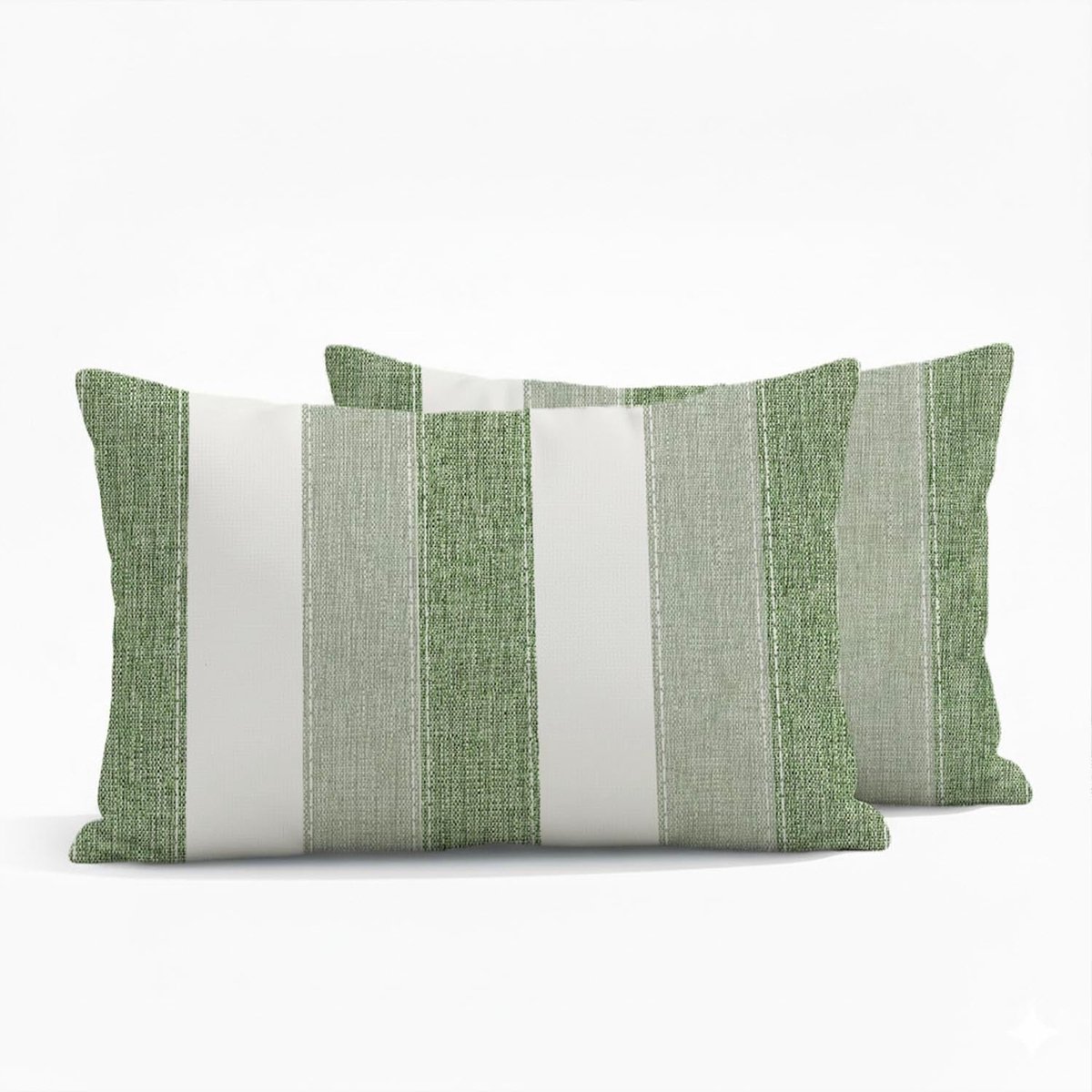 SnelShoppen - Kussensloop 30 x 50 cm - Wit Gestreept Patroon - Saliegroen - Wasbare Kussenhoezen voor Sierkussens - Moderne Decoratieve Kussens voor W