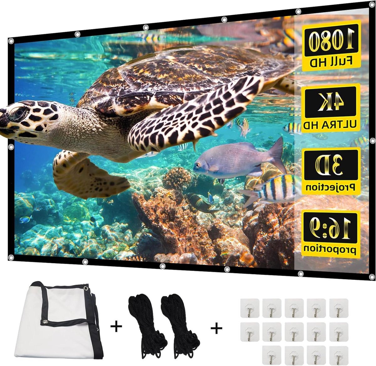 Projectiescherm - Beamerdoek HD - Thuisbioscoop Creëren - Opvouwbaar Draagbaar - 150 inch - Wit