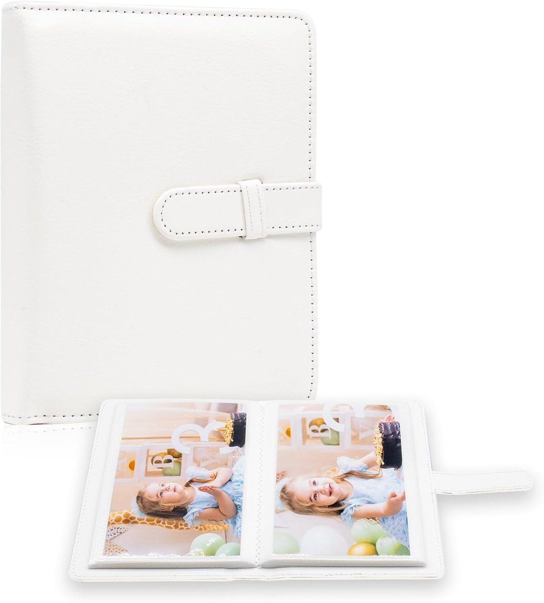 SnelShoppen - Fotoalbum 10x15 cm, 68 vakken, veganistisch leer, mini-capaciteit, draagbare portefeuille, ideaal voor jongens en meisjes, verjaardagen