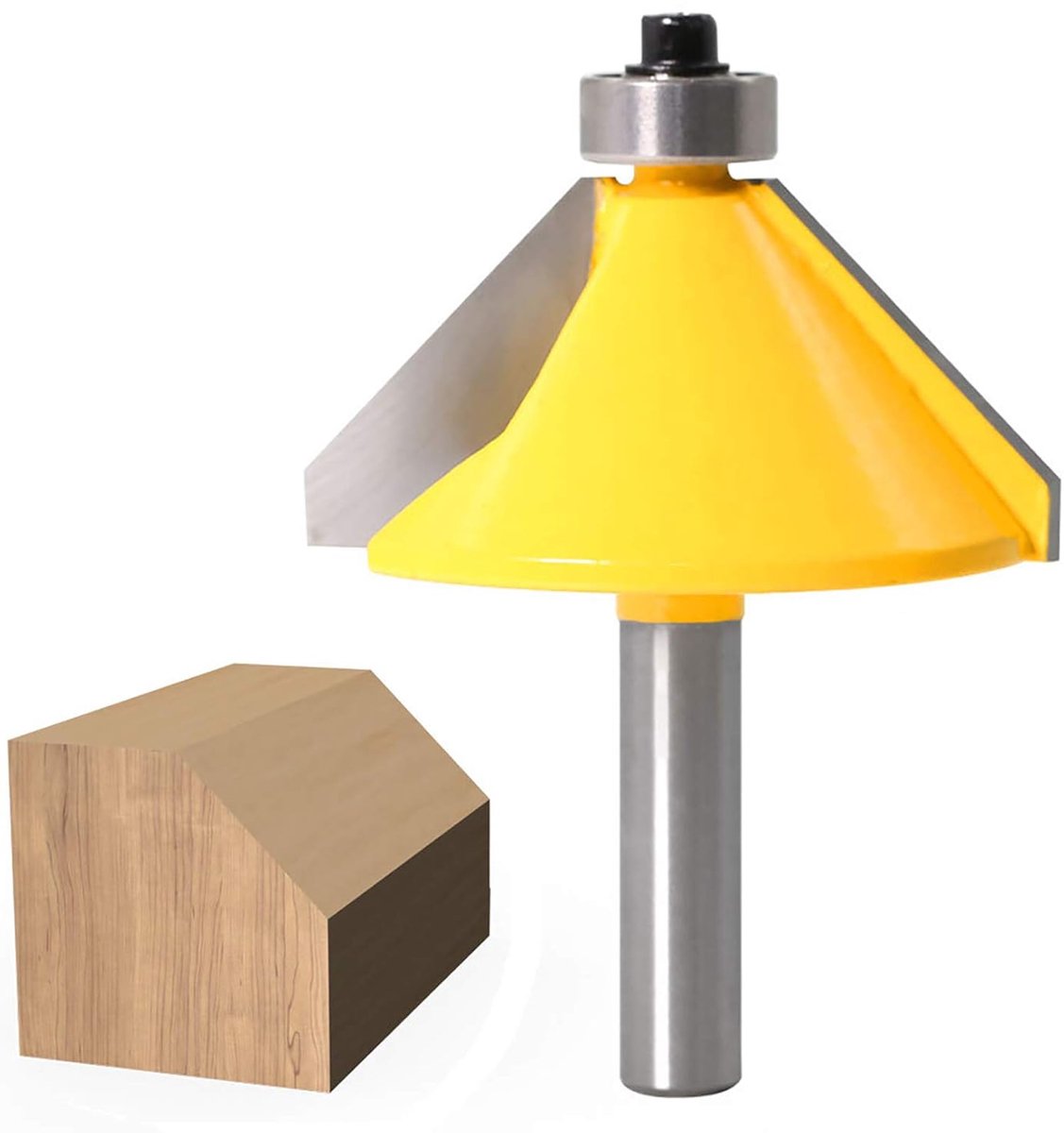 SnelShoppen - 45 Graden Vouwfrezen Router Bit met 8mm Shank, Hoekfrezen voor Houtbewerking, Tungsten Legering, Bevel Gereedschap met Kogellager