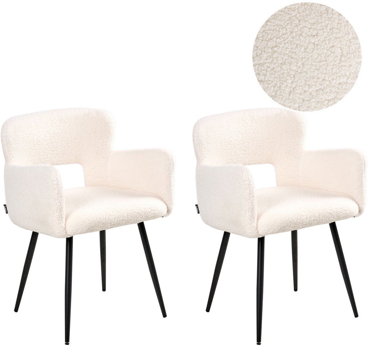 SANILAC - Eetkamerstoel set van 2 - Wit - Bouclé