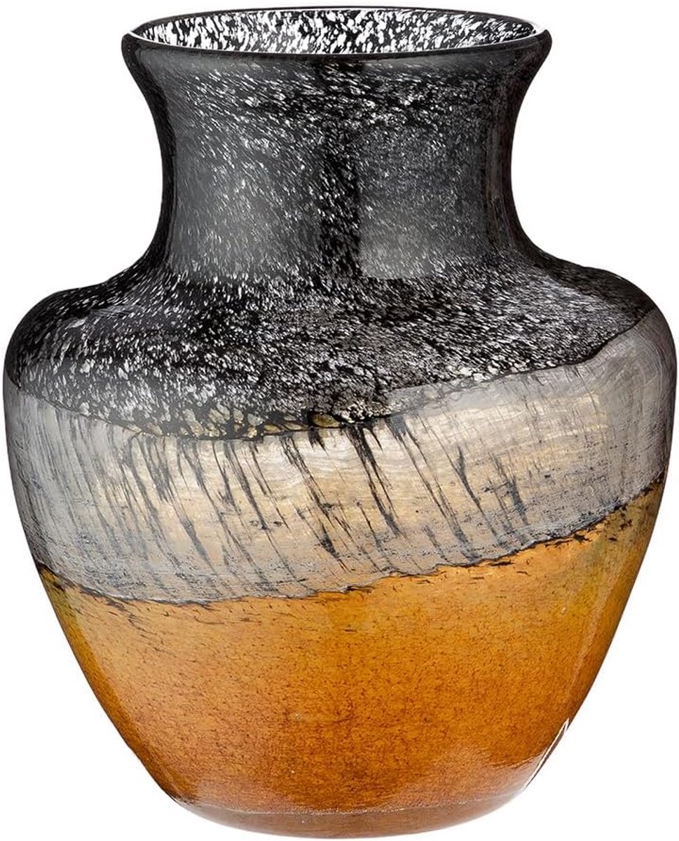 SnelShoppen - Decoratieve glasvaas - Bloemenvaas in gekleurd glas - Herfstdecoratie - Cadeau voor vrouwen - Kerst en verjaardag - Hoogte 20,5 cm - Bru