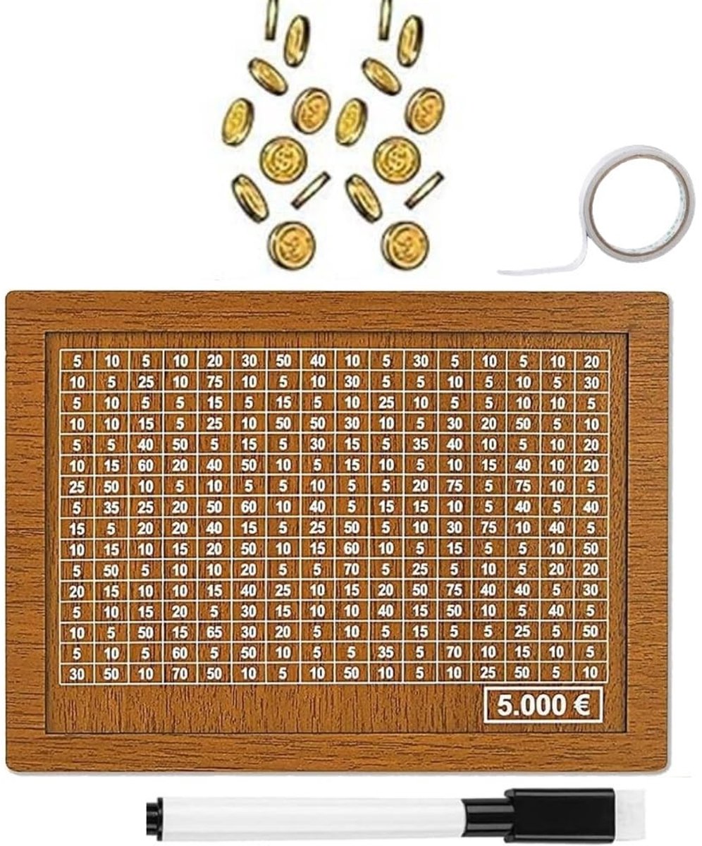 Solidchoice - Houten Spaarpot met Doelstelling van 5000 Euro