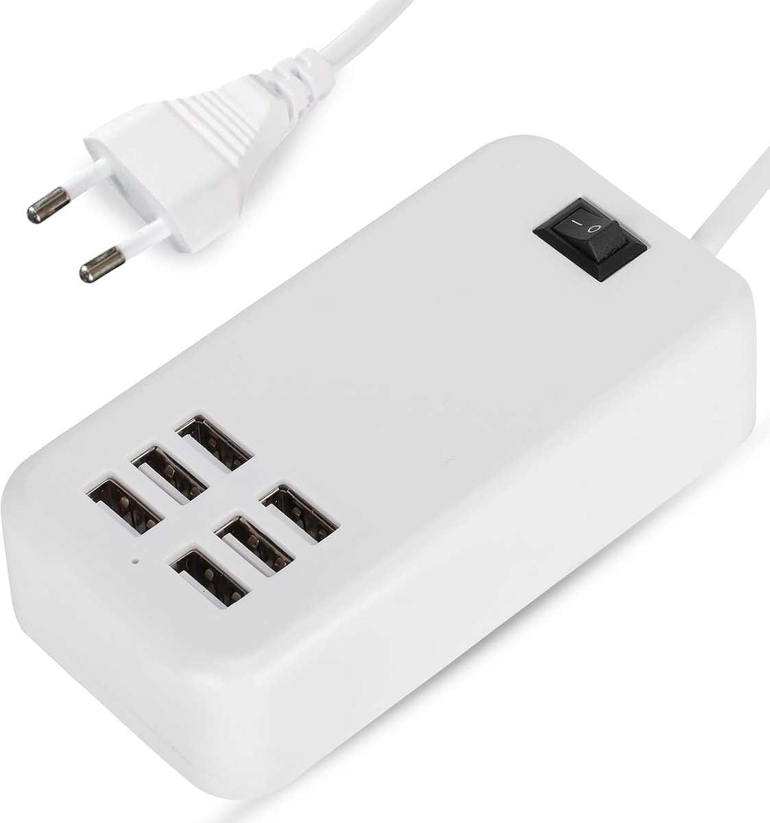 Multi USB oplader 6 poorts - wit - veilige en snelle oplading - ideaal voor smartphones en tablets - ShopVlot