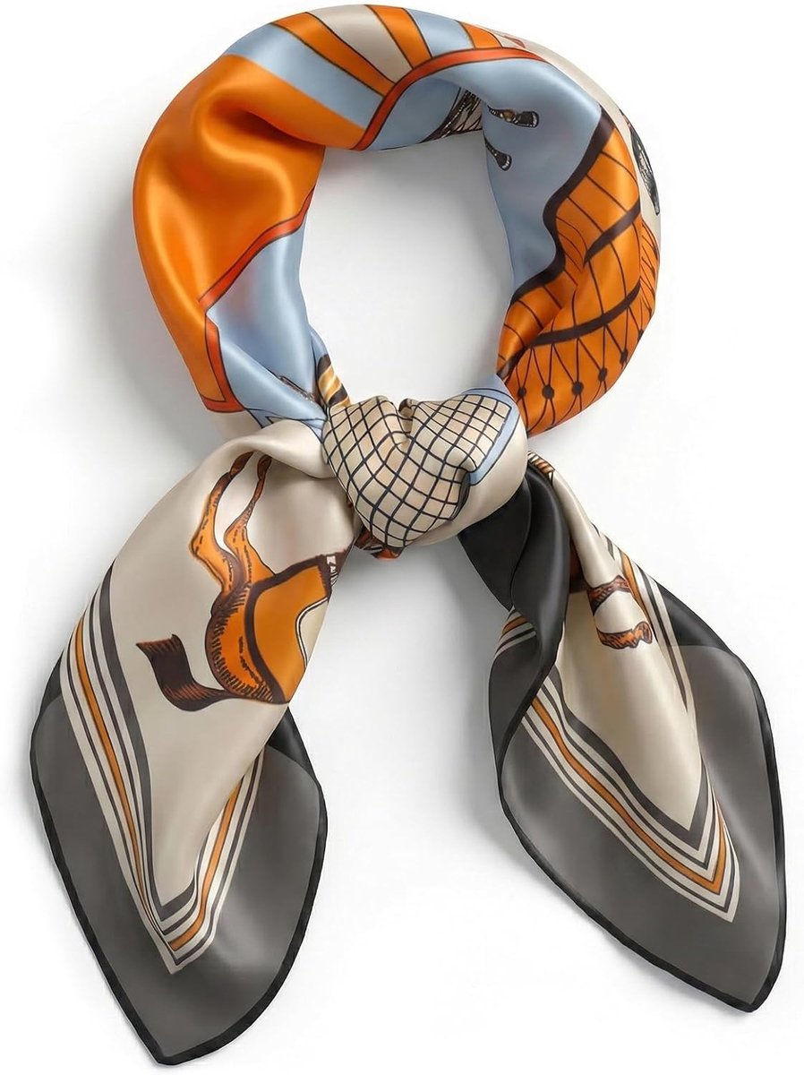 Horsesjaal 90x90 cm - Zijde - Kleurrijk ontwerp - Perfect voor festivals - ShopVlot