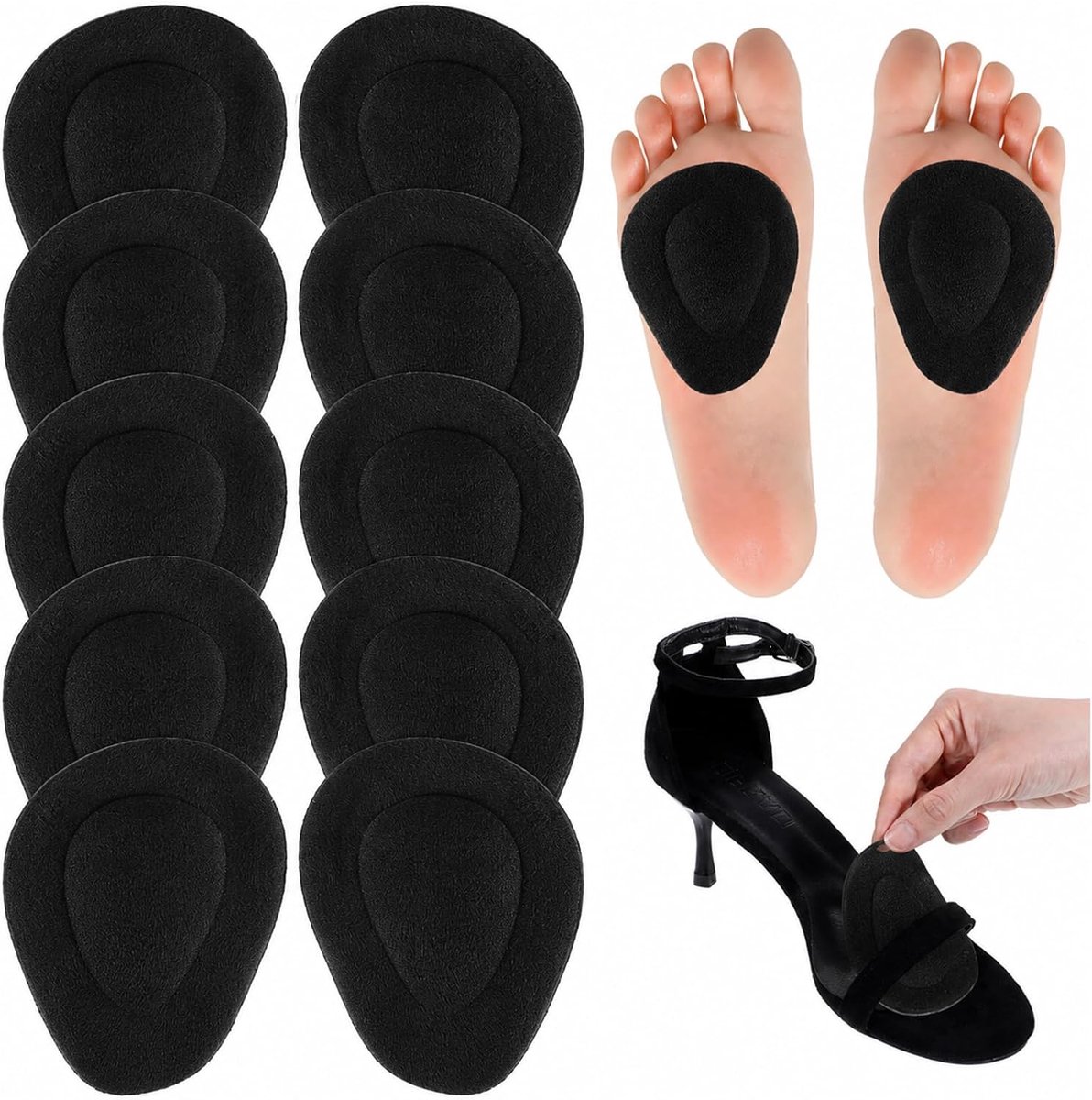 Middenvoetkussens 10 Pack - Zelfklevende gelkussentjes - Herbruikbare siliconen - Comfort voor je voeten - ShopVlot