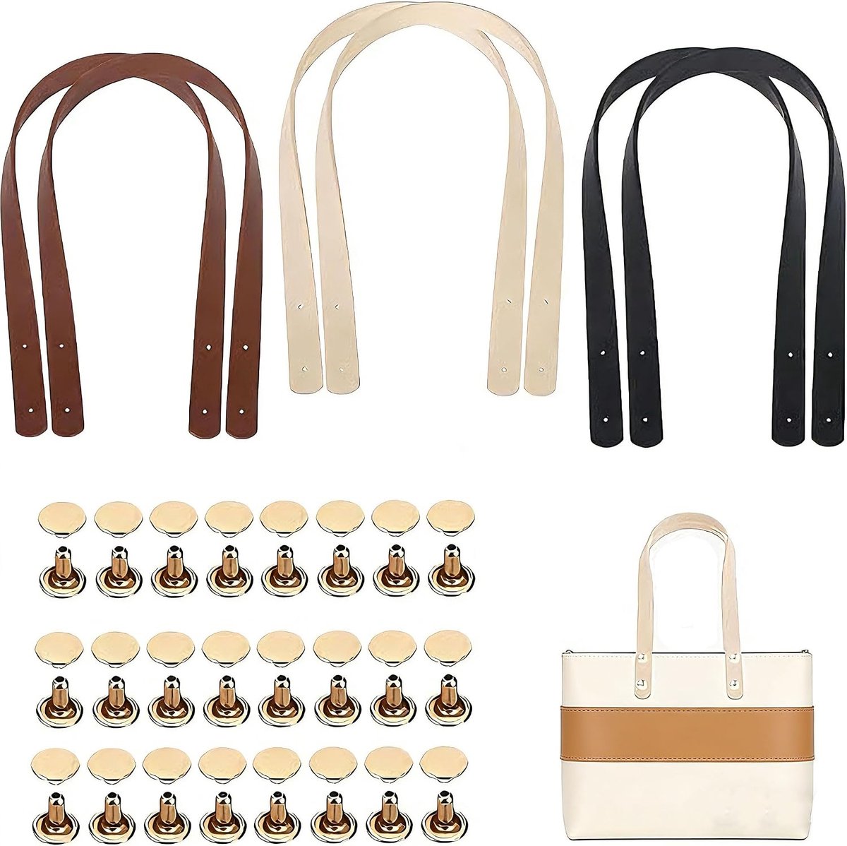 Tas hengsels set van 6 - 60 cm x 2 cm - vervangende banden - handgemaakt en geschikt voor schoudertassen - ShopVlot