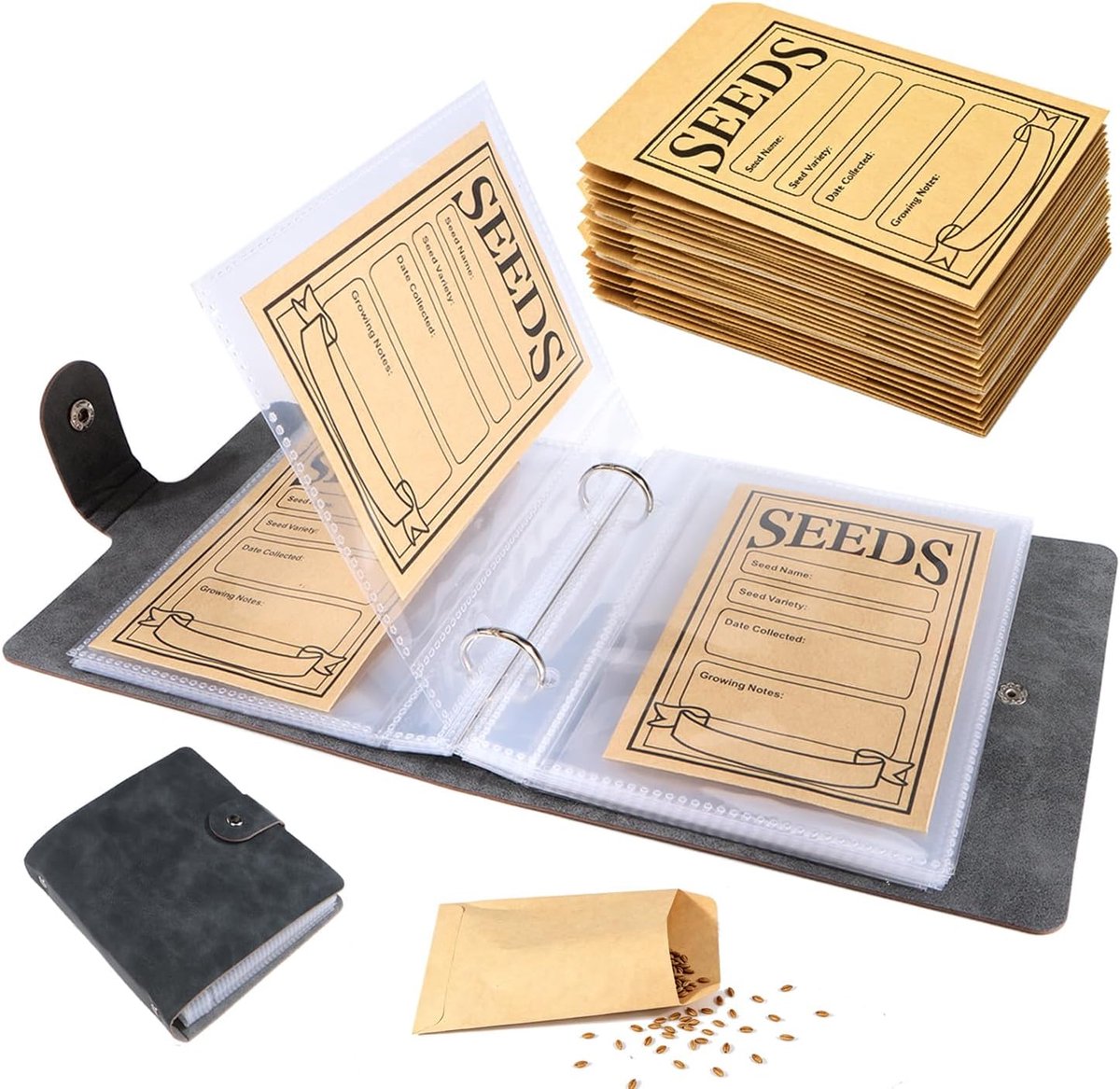 Zadenopslag enveloppen - 50 stuks kraftpapier - Organizer met transparante zakken - Ideaal voor verzamelen en sorteren - ShopVlot