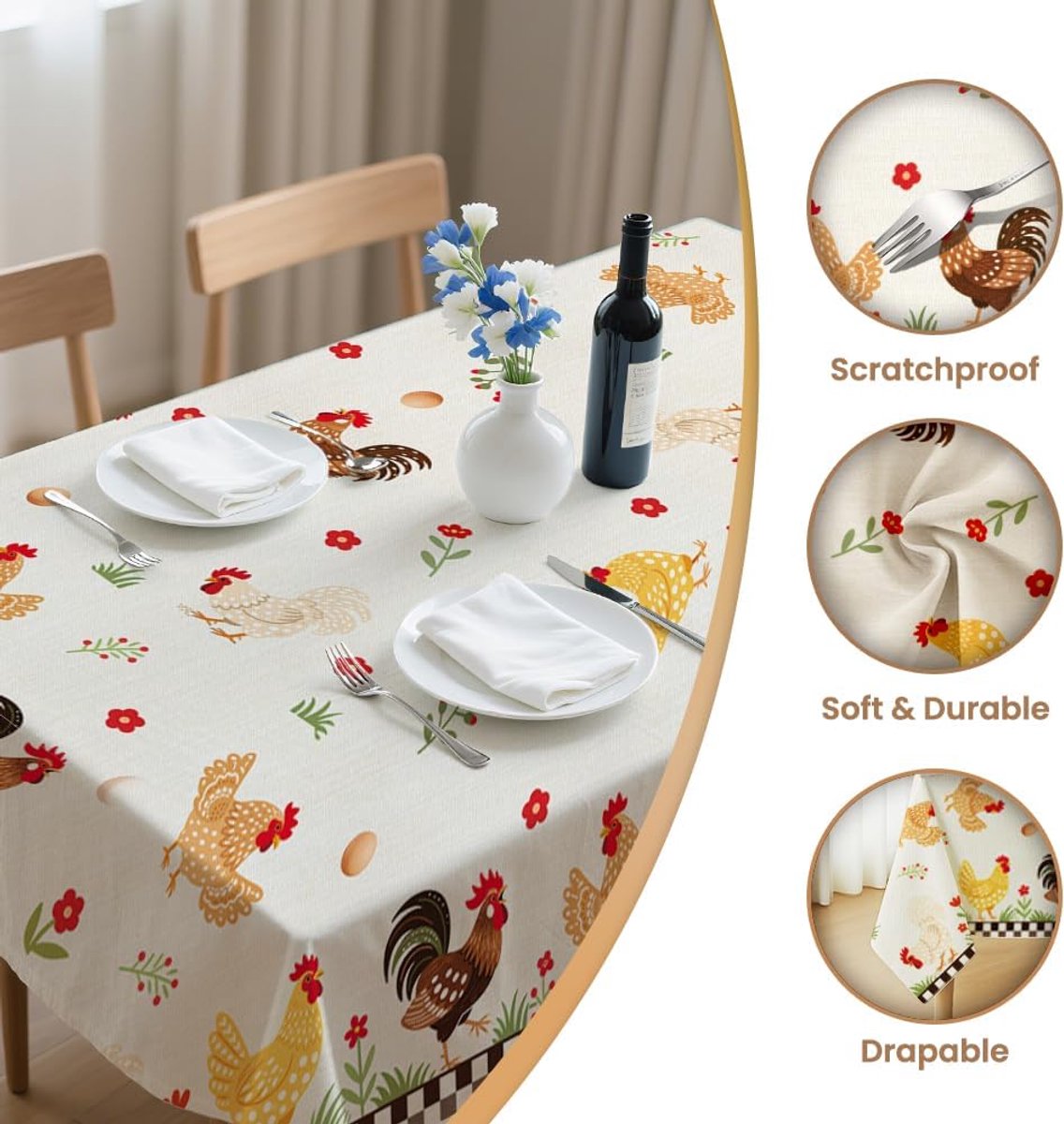 Tafellaken 1,8m x 1,52m - Waterdicht polyester linnen - Vlekbestendig en kreukvrij - Ideaal voor dineren - ShopVlot