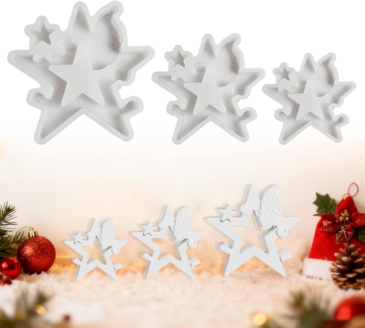 Silicone gietvormen - Stervorm - Herbruikbaar - Voor kerstdecoraties - ShopVlot
