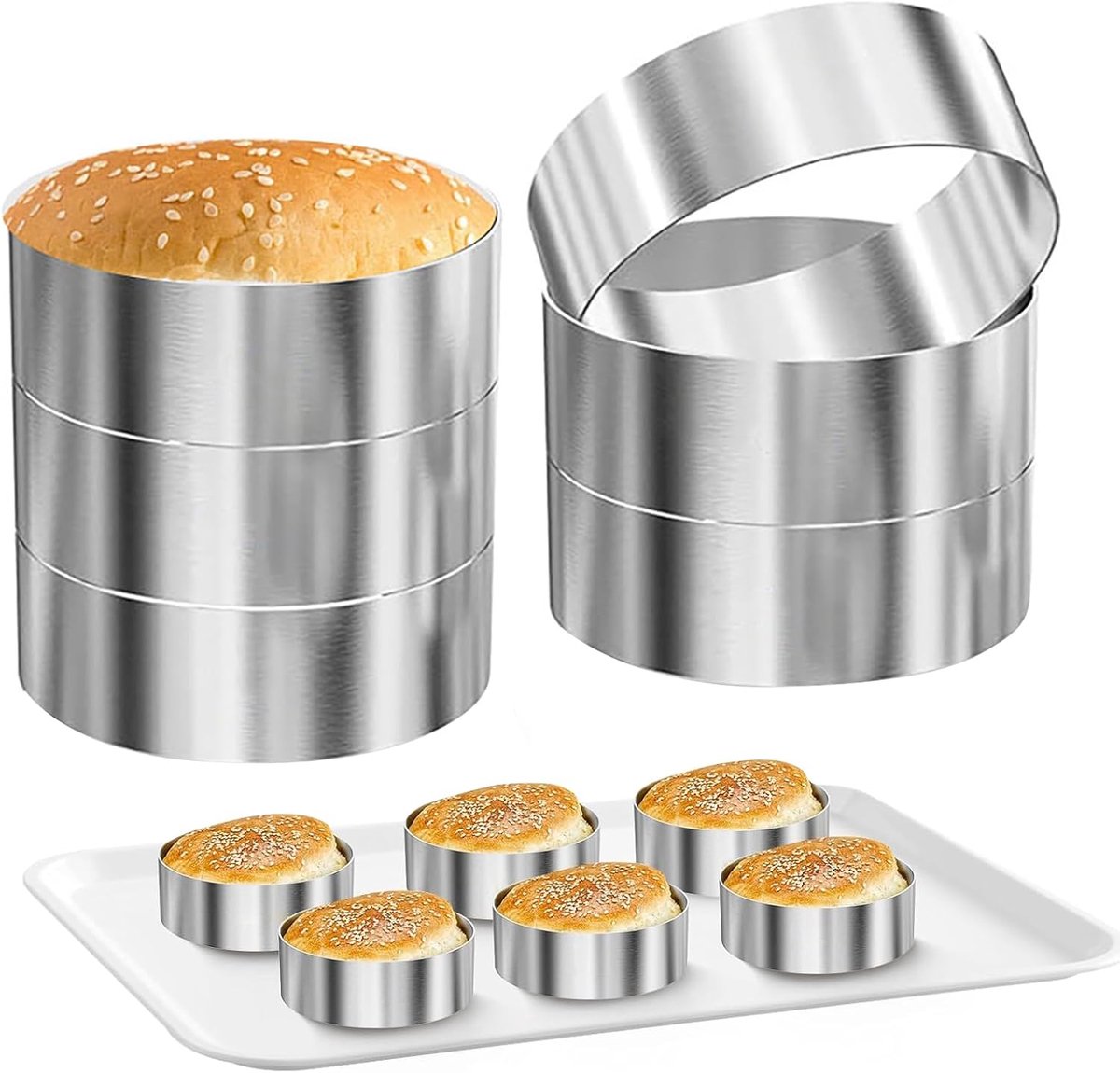 Hamburgerringen 10 cm - RVS dessertringen - naadloos ontwerp - perfect voor burgers en mousse - ShopVlot