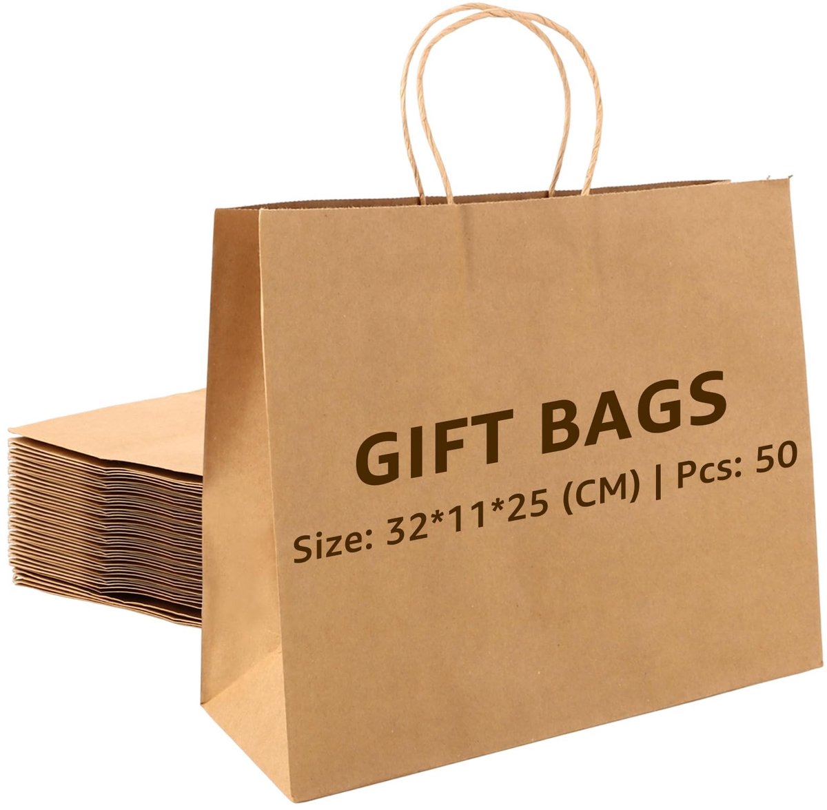 Solidchoice - Set van 50 Papieren Geschenkzakken met Handvatten