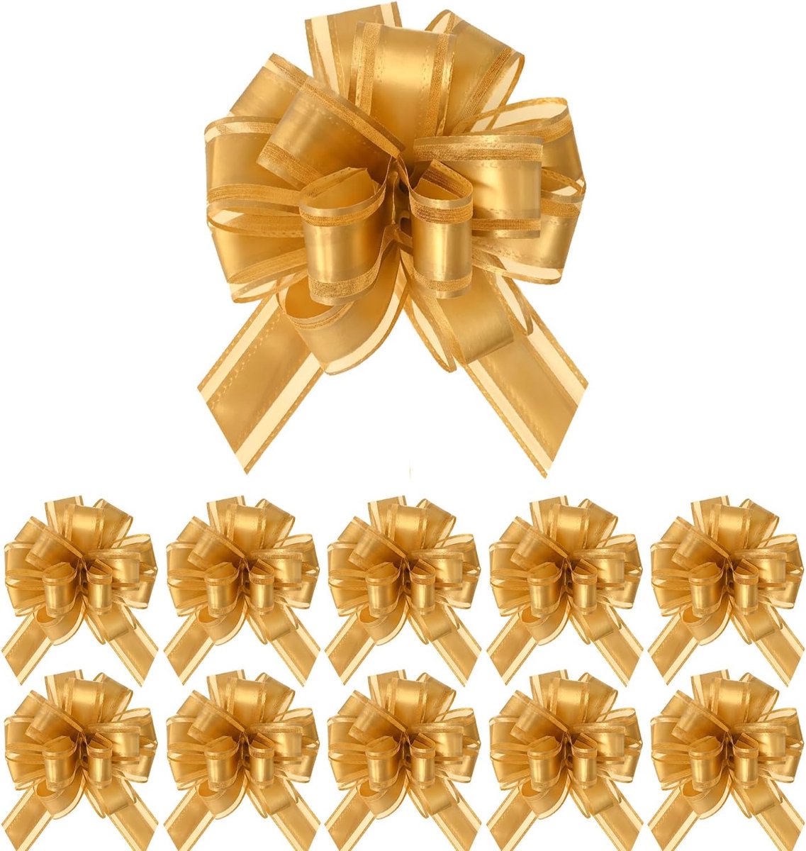 Cadeaulussen 10 cm - Gouden strikken - Bordeauxrode organza - Voor stijlvolle cadeauverpakking - ShopVlot
