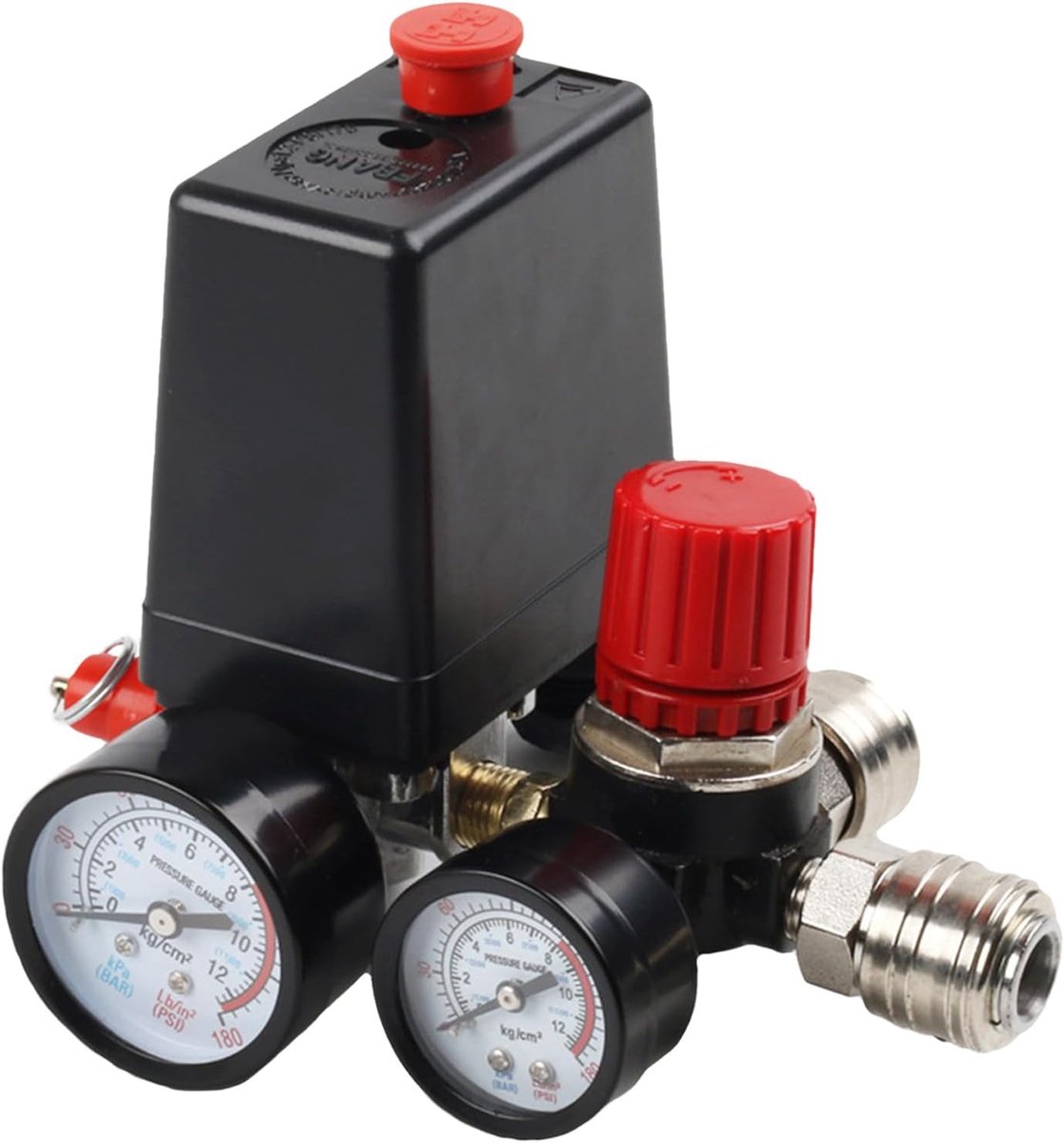 Drukregelaar luchtcompressor - aluminium + ijzer - met 2 drukmeters - ideaal voor spuiten - ShopVlot
