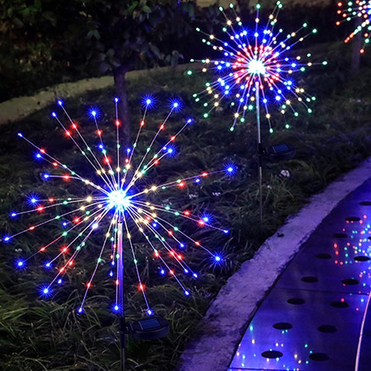 Zonnelampen voor Buiten - Gekleurd - Totale Hoogte 90 cm - Waterdichte Tuinverlichting met 150 LED's - Voor Tuin, Terras en Balkon
