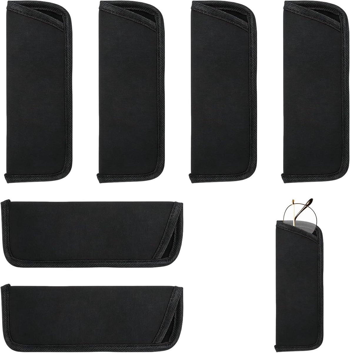 brillenkokers 16 x 6 cm - zachte stof - zwarte platte brillenzakjes - ideaal voor bril en accessoires - ShopVlot