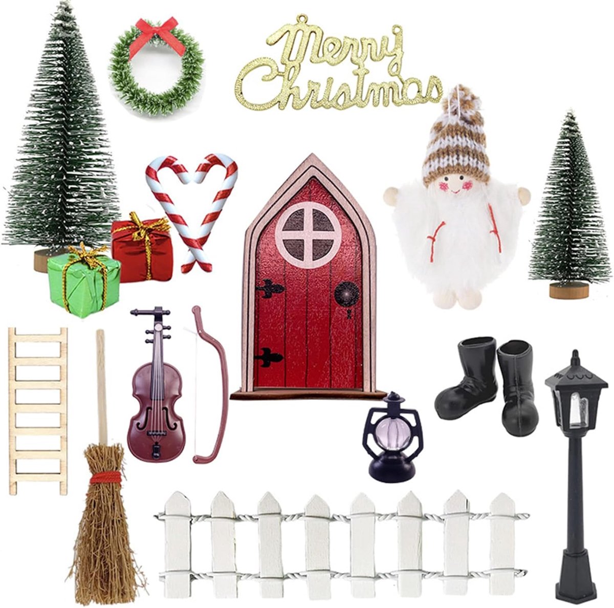 Kerstdecoratie Gnome Deurset - Mini decoraties - Hoogwaardig kunststof - Perfect als cadeau voor kinderen - ShopVlot