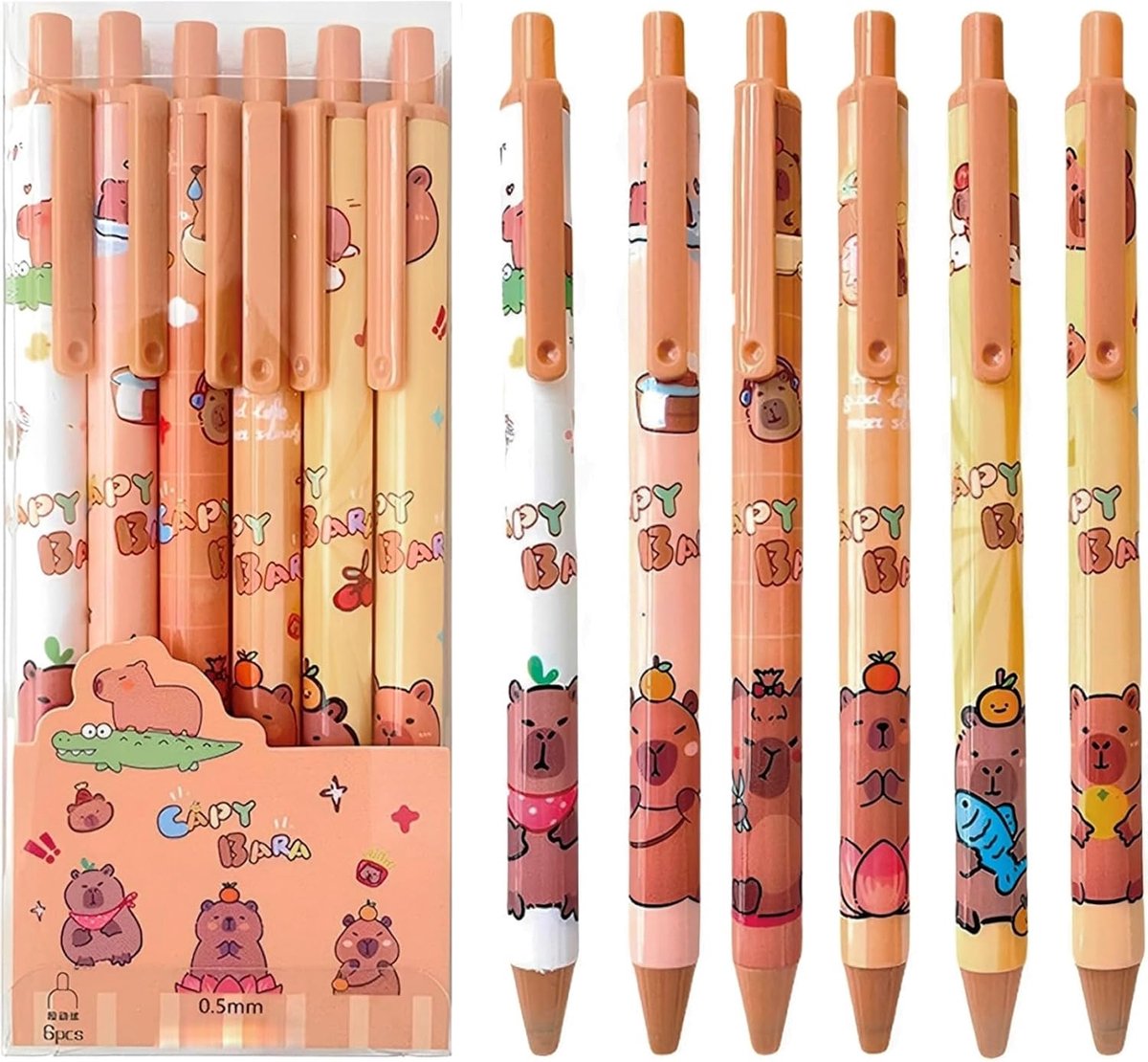 Drukstiften en balpennen 0,5 mm - schattig Capybara ontwerp - voor kinderen - creatief schrijven - ShopVlot
