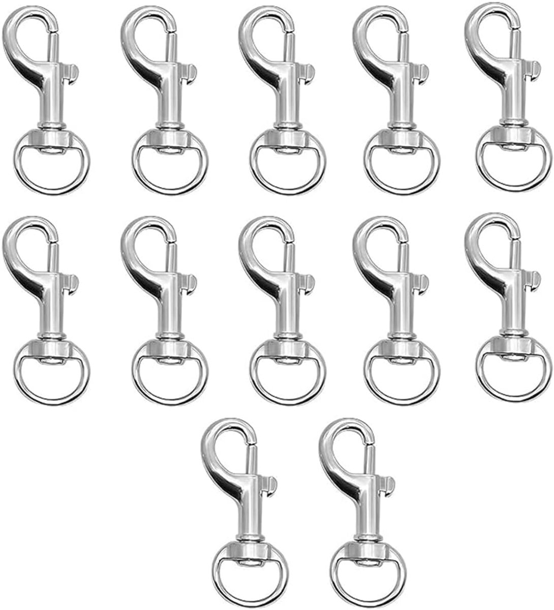 Karabijnhaak set van 12 - zinklegering - roestbestendig - ideaal voor hondenriem en sleutelhanger - ShopVlot