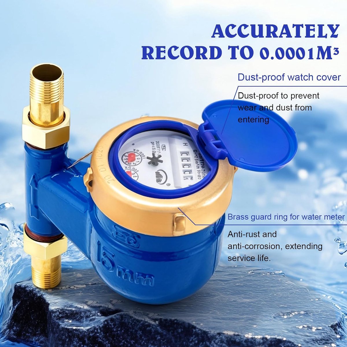 Watermeter tuin 15 mm - Koudwatermeter van koper - Nauwkeurige watermeting - Efficiënt waterbeheer - ShopVlot