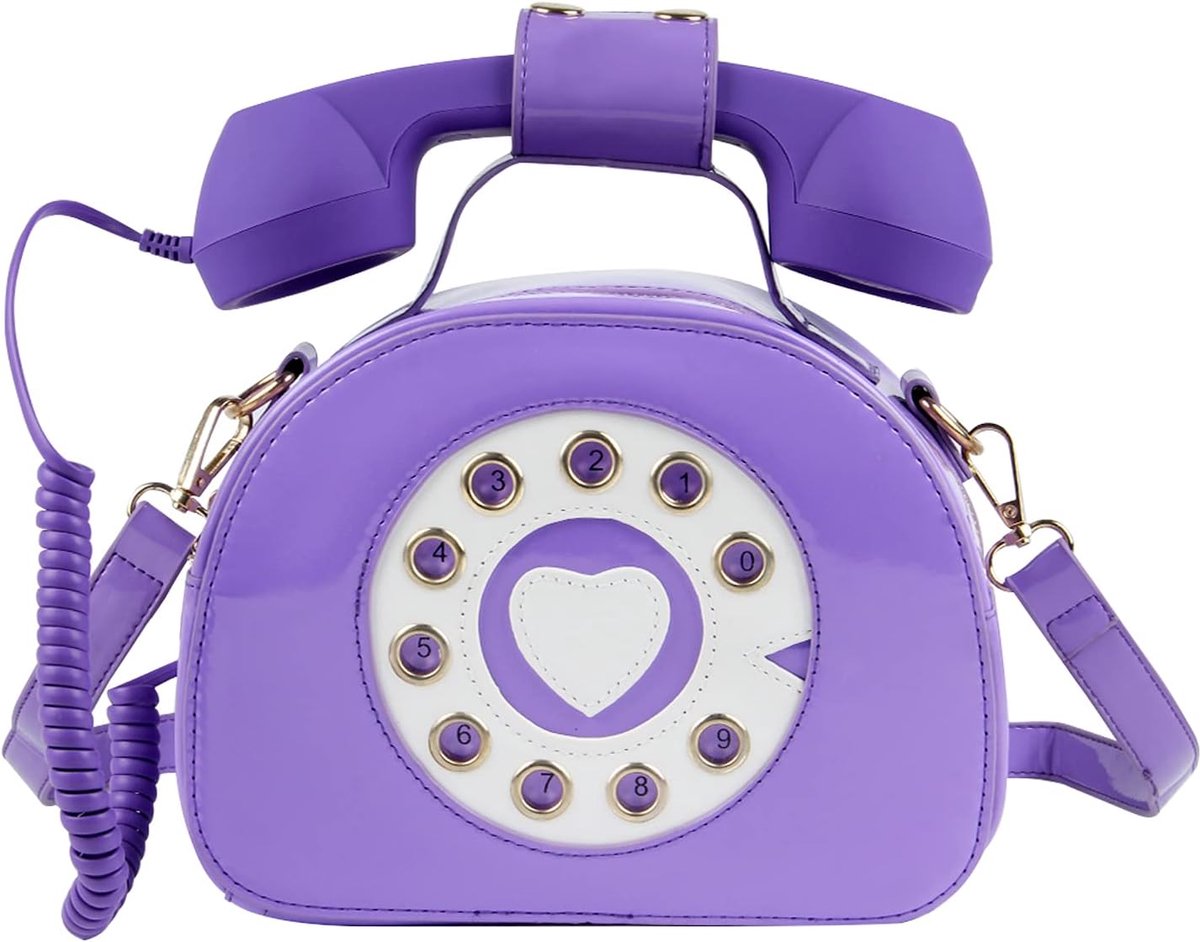 Handtas in telefoonvorm - paarse schoudertas - retro design - trendy accessoire voor dames - ShopVlot