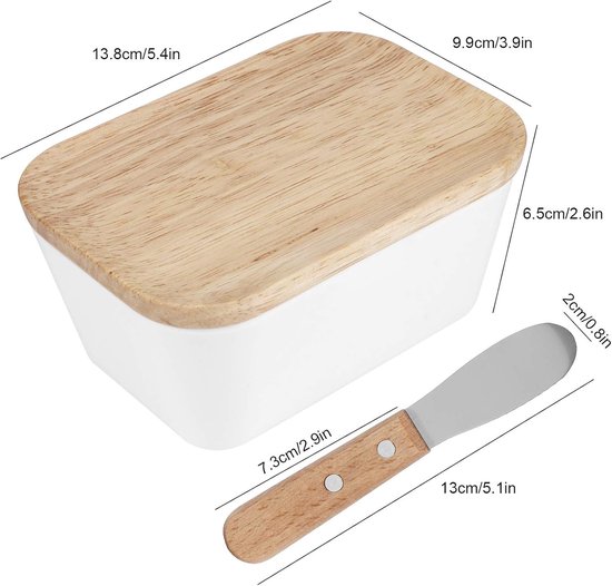 Boterdoos Met Houten Deksel - Grote Botercontainer Voor Aanrechttop - Inclusief Verspreidingsmes - Perfect Voor Keuken - ShopVlot — afbeelding 5
