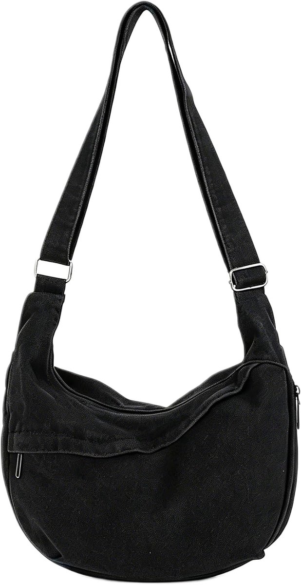 Schoudertas voor dames, grote capaciteit, Moon Crossbody Bag dames, halve maan, jeanstas, retro schoudertas, canvas - ShopVlot