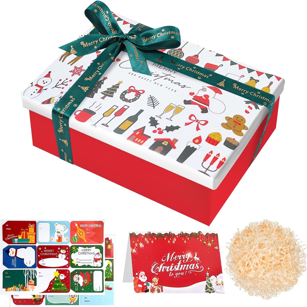 Kerstgeschenkdoos met Deksel,Luxe Geschenkdozen voor Kerstmis 290x220x105mm - ShopVlot