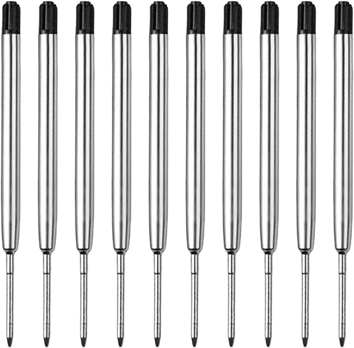 Pack of 10 Ballpoint Refills, Ballpoint Refills, Metal Refills for G2 Size, Line Width 1.0 mm M, Writing Colour (Black) - ShopVlot