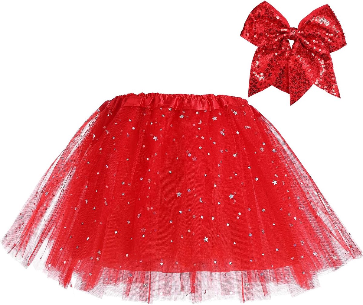 Girls' Tutu Skirts 3 Layers with Hair Tie Lining, Tutu Skirt for Kids Ballet Skirt Pink Black Red Tutu for 2-8 Years - ShopVlot