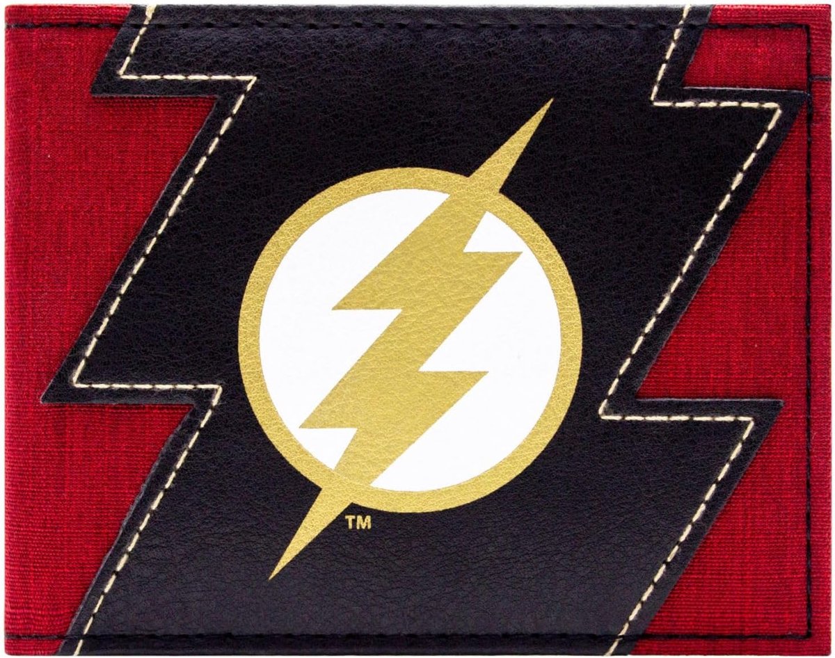 The Flash Iconic Lightning Superhero Emblem Wallet/Purse Bi-Fold ID & Card Holder, Red, Red, Casual - ShopVlot