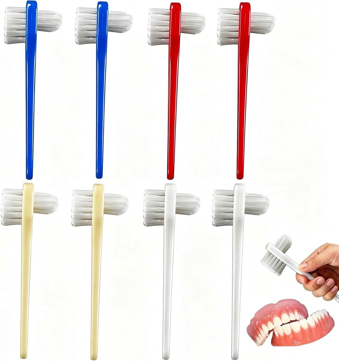 Dubbele kop tandenborstels voor orthodontische tanden, 8 stuks, precisiepunt en kunstborstels voor optimale mondhygiëne