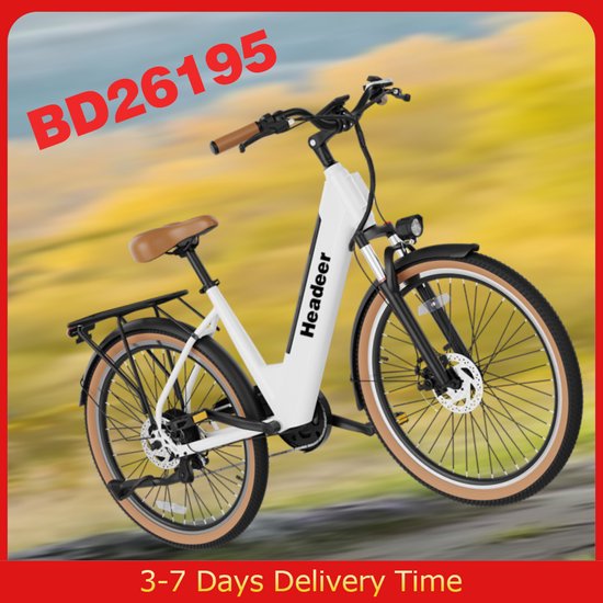 HEADEER BD26195 E-bike - 26*1.95 Inch - 40km actieradius - 350W motor - 48V 13.5Ah accu - Topsnelheid 25 km/u - Wit — afbeelding 4