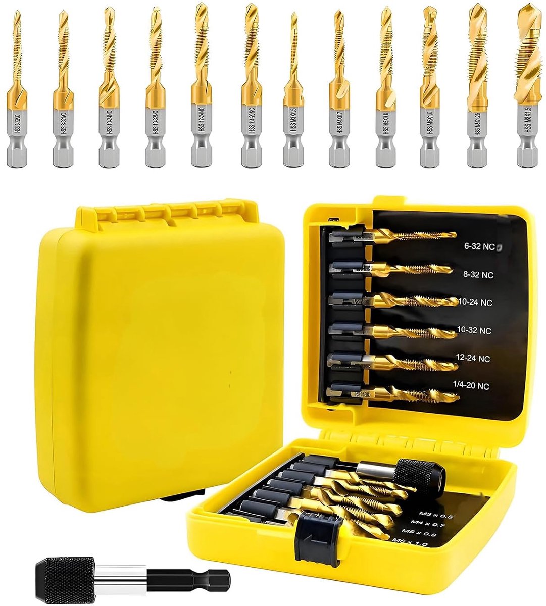 Thread Drill Bit Set, 13 Pieces, 6 mm, HSS M3-M10 Thread Cutter Kits, Metal Drill Bit with Storage Box, Metric Thread - ShopVlot