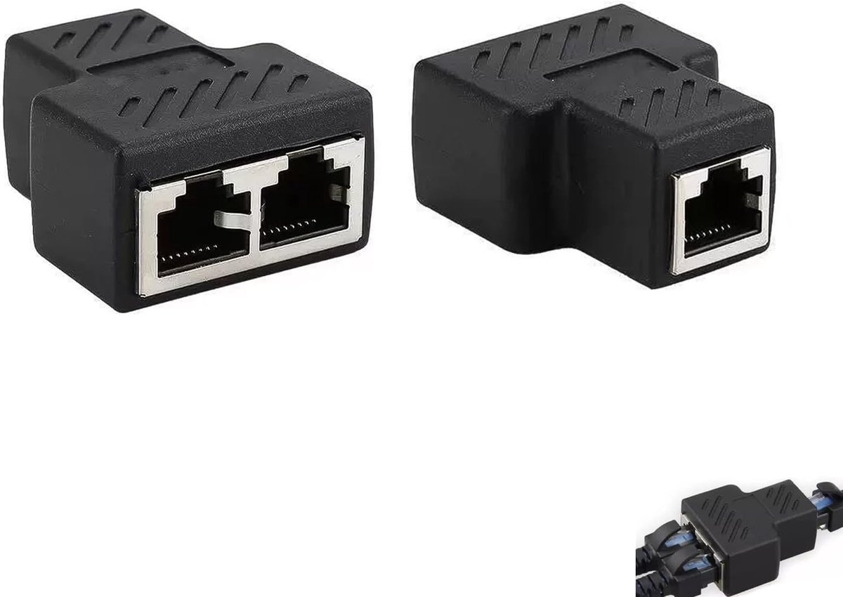 2pcs RJ45 Splitters, 1 to 2 RJ45 Ethernet, Passive Network Splitter Female to Dual Socket, LAN Adapter for Cat5 Cat5e - ShopVlot