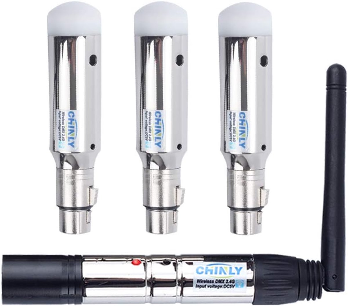 CHINLY DMX512 2.4G ISM 1 Transmitter and 3 Wireless Receivers, Built-in Battery, Rechargeable for LED DJ, Stage Bar - ShopVlot