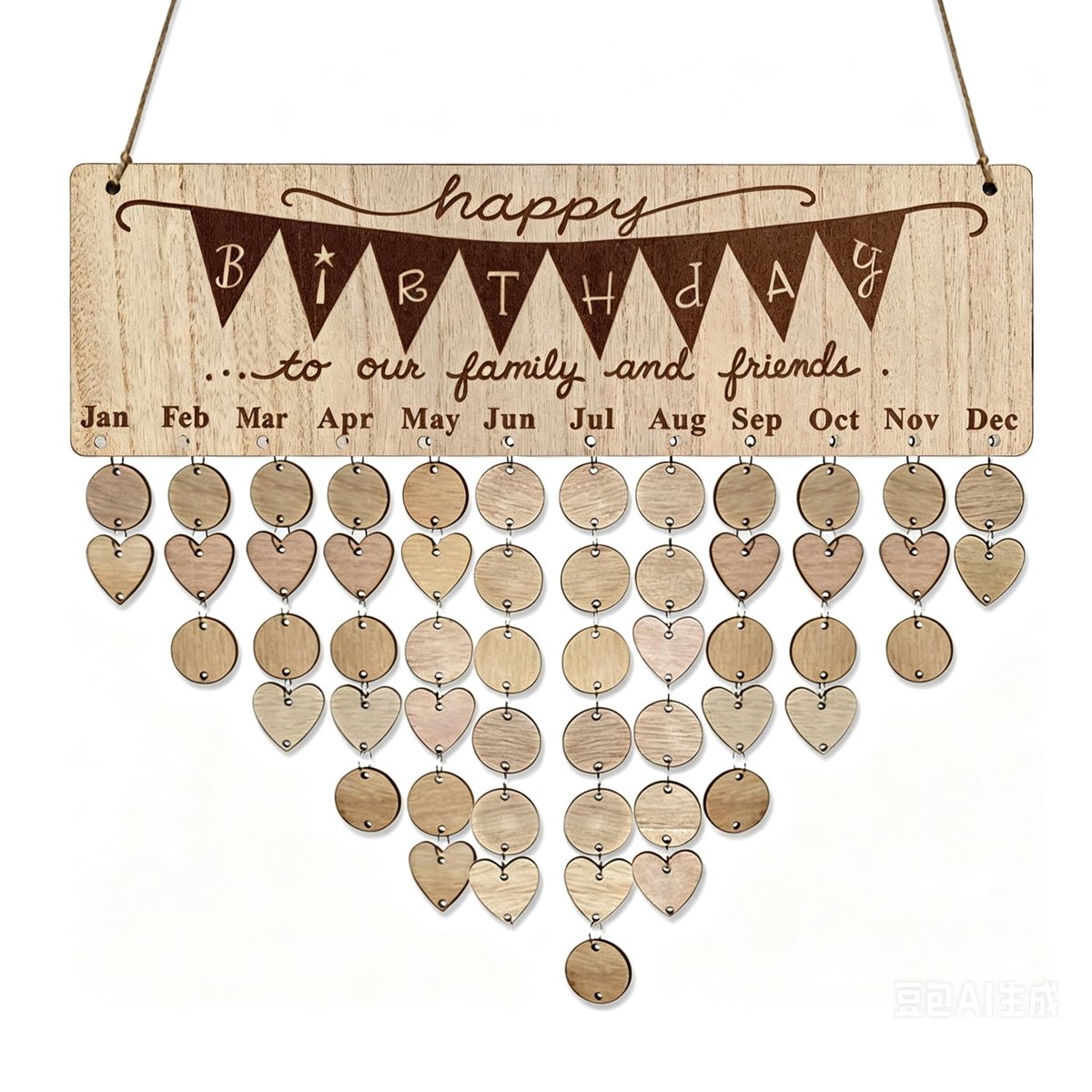 Cryptisg Houten wandkalender voor verjaardag, herinnering kalender, houten kalenders, verjaardagskalenders, voor - ShopVlot
