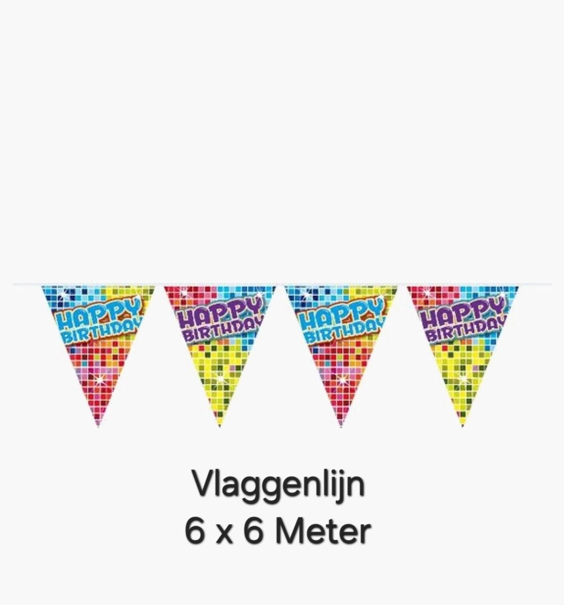 6x Vlaggenlijn Happy Birthday 6 meter - Folat - Blocks - Totaal 36 meter.
