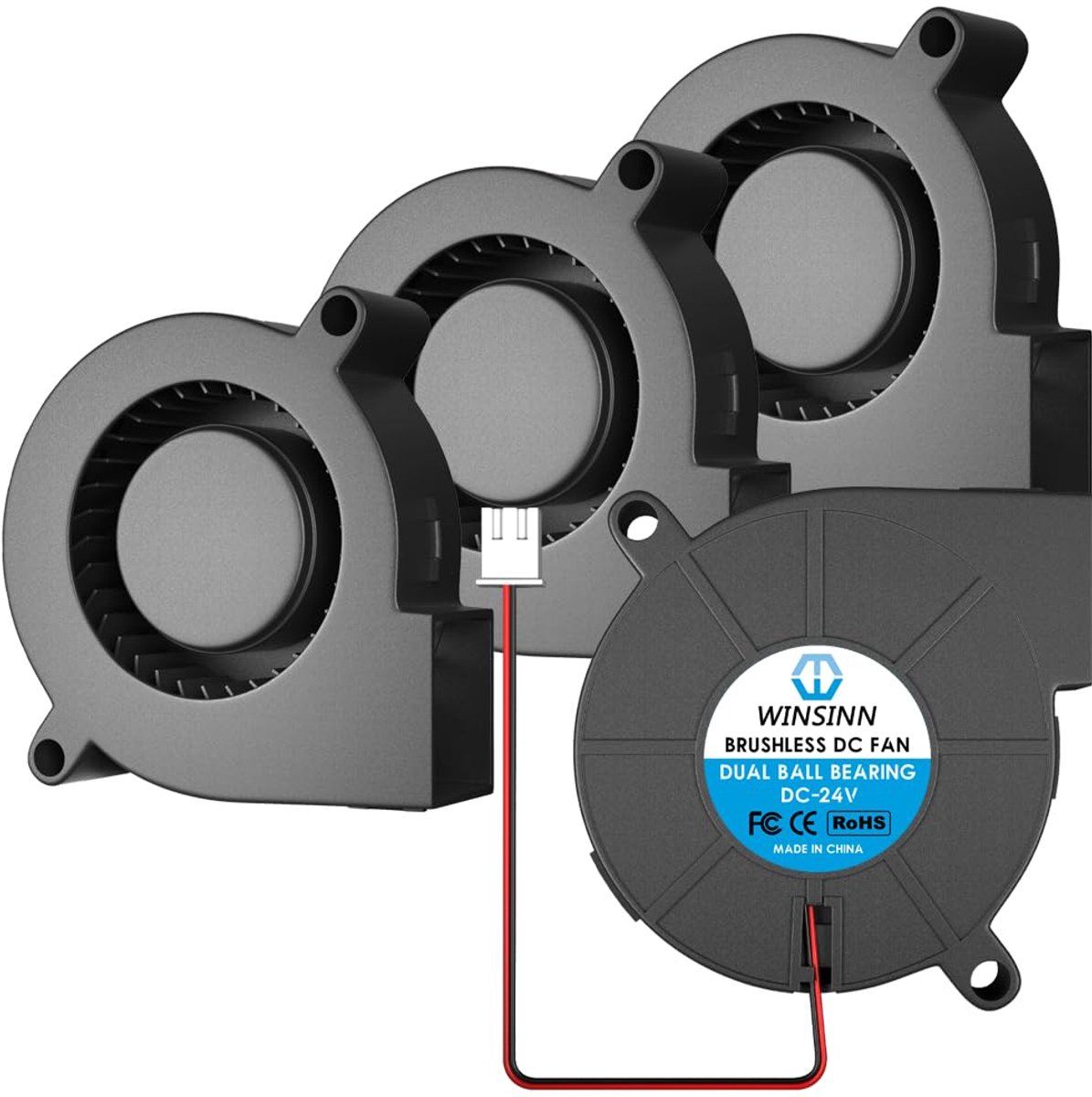 WINSINN 50mm Fan 24V 5015 Dual Ball Bearing 50x15mm Turbine Turbo Brushless - High Speed (Pack of 4 Pieces) - ShopVlot
