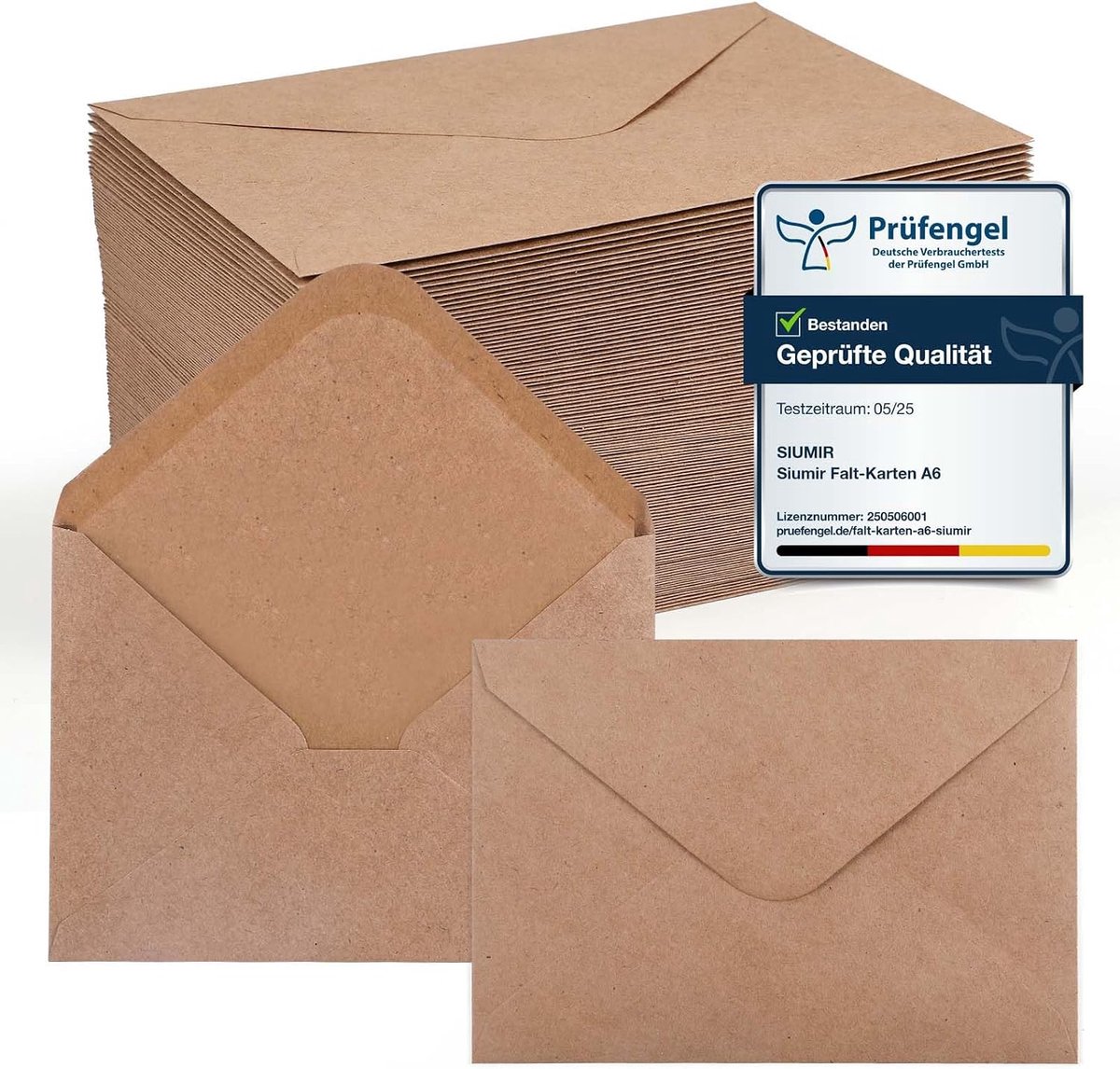 110 x Siumir envelopes DIN B6 (17.5 x 12.5 cm) - High-quality envelopes in kraft brown with pointed flap - ShopVlot