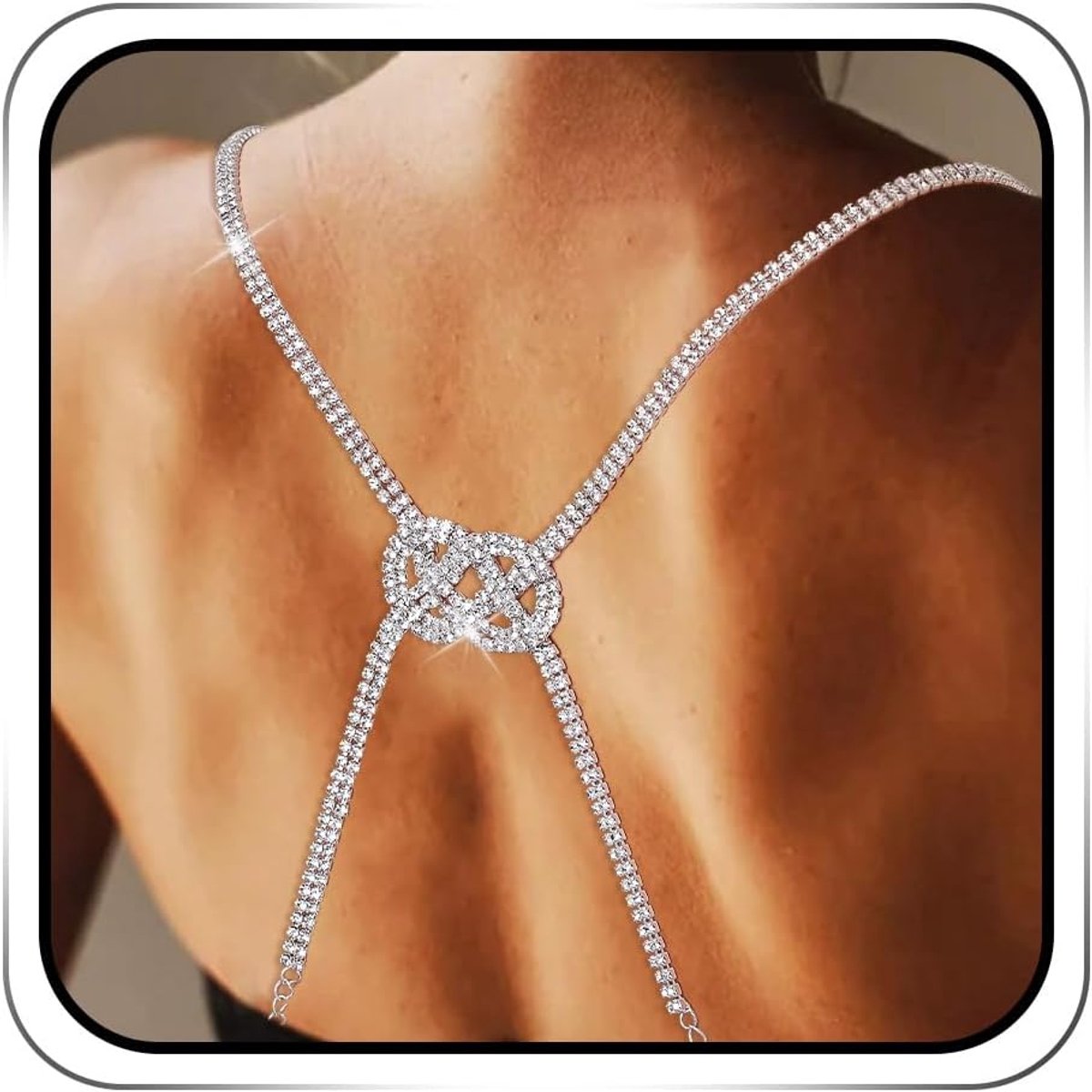 IYOU Sparkly Crystal Bra Straps Silver Rhinestone Bra Strap Holder Anti-Skid Body Acccessories for Women Girls - ShopVlot